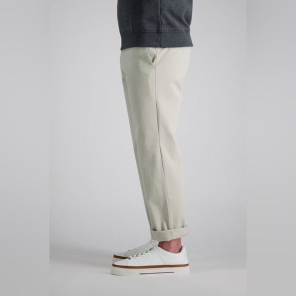Haggar Men’s Life Khaki Comfort Straight Leg Pants in Light Tan Size 34 - Picture 4 of 14